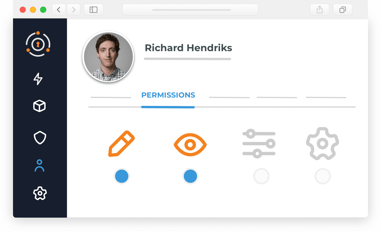 fusionauth dashboard permission control mockup