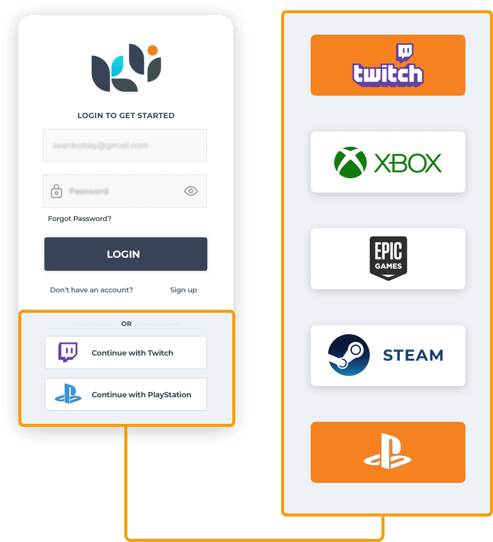 gaming login registration and account linking