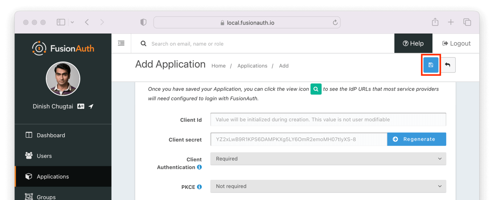 Save Button Application Form