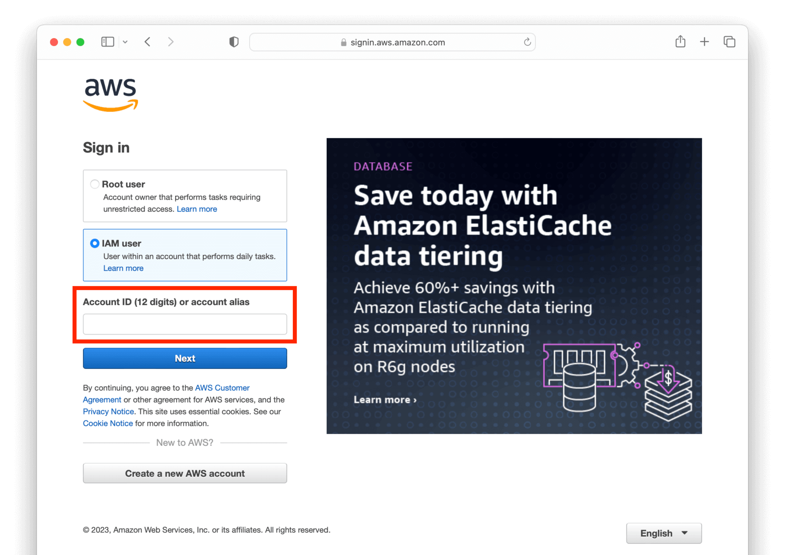 The user self-identification approach used by AWS.