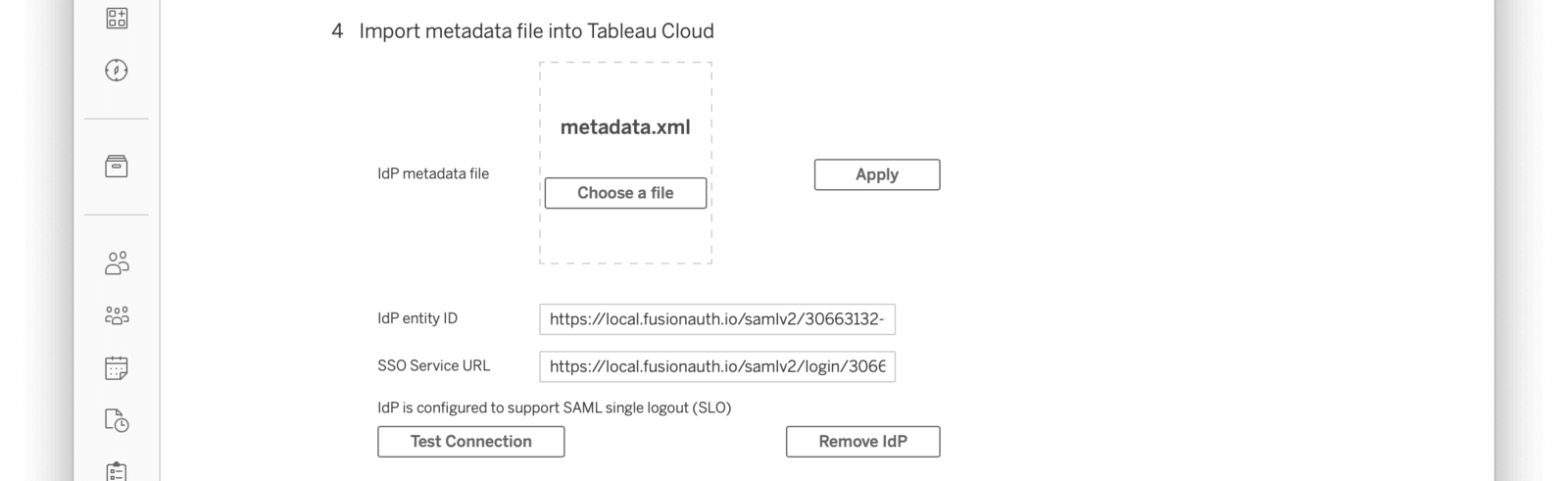 Uploading metadata file.