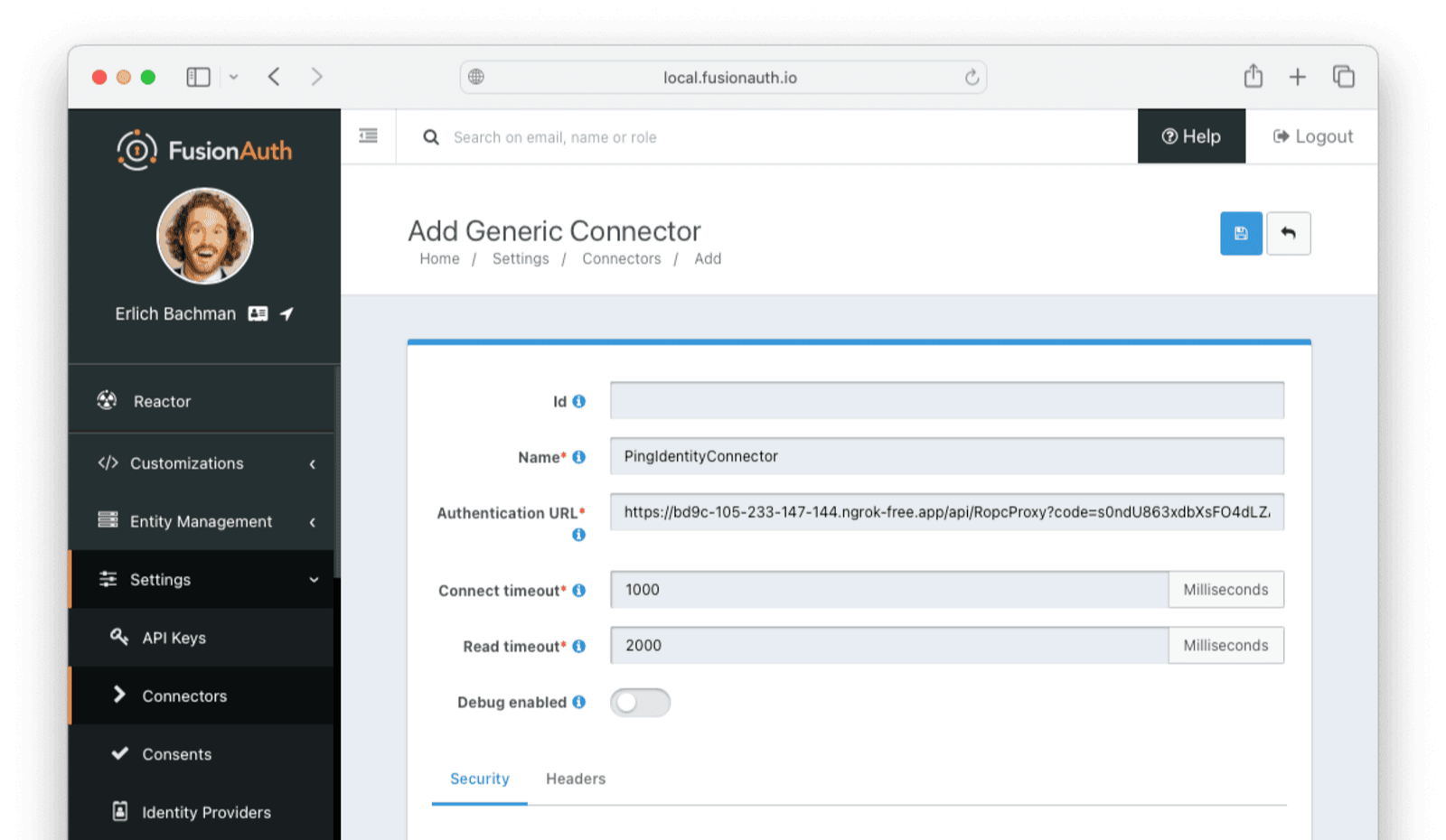 Configuring a Generic Connector.