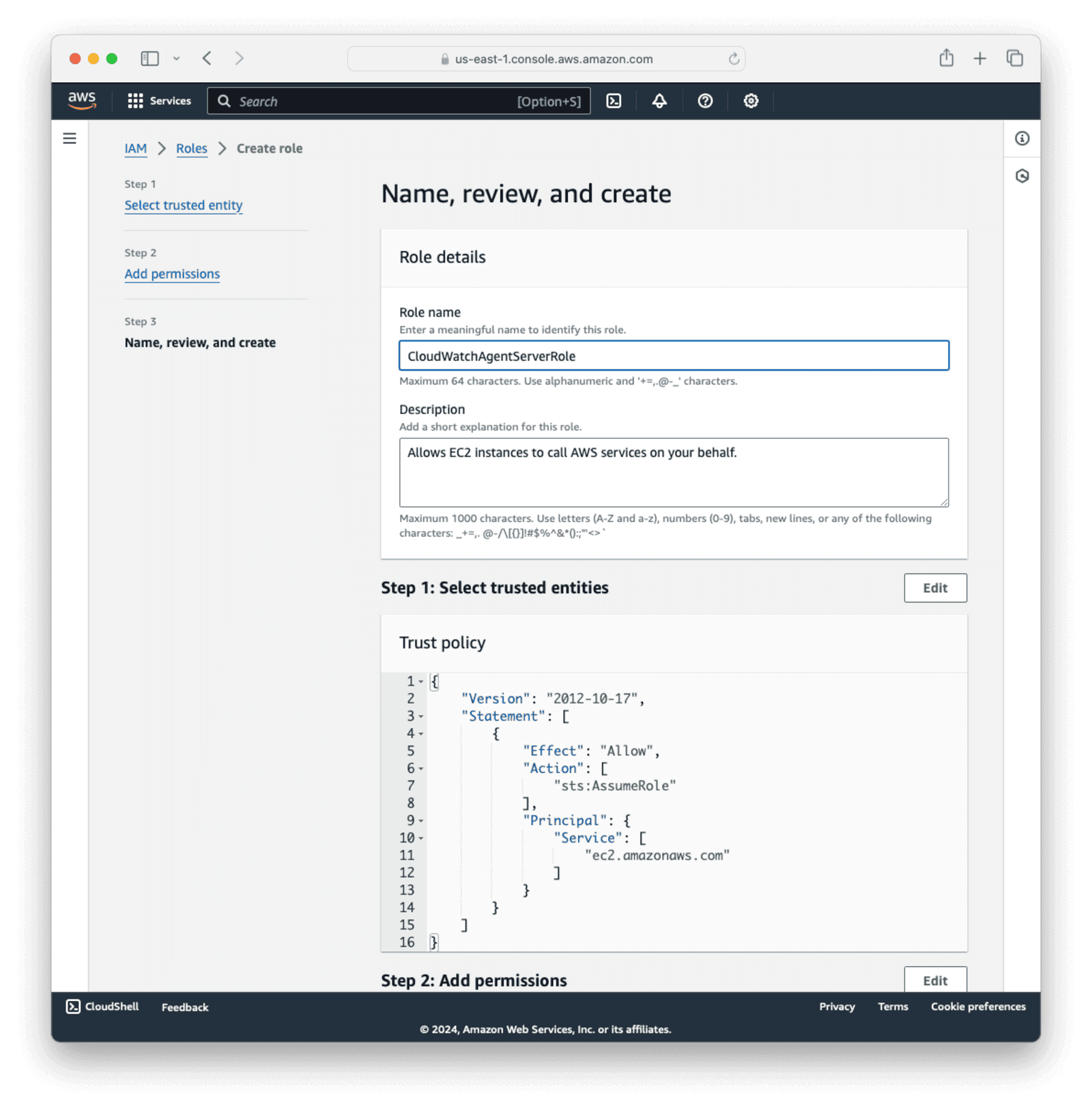 Create an AWS Role Details