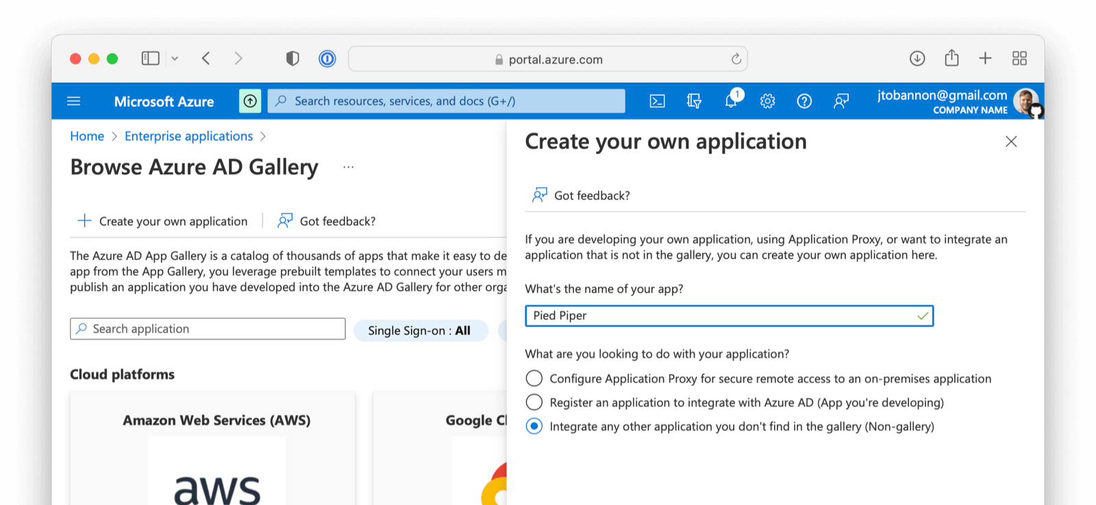 Create Azure AD Application