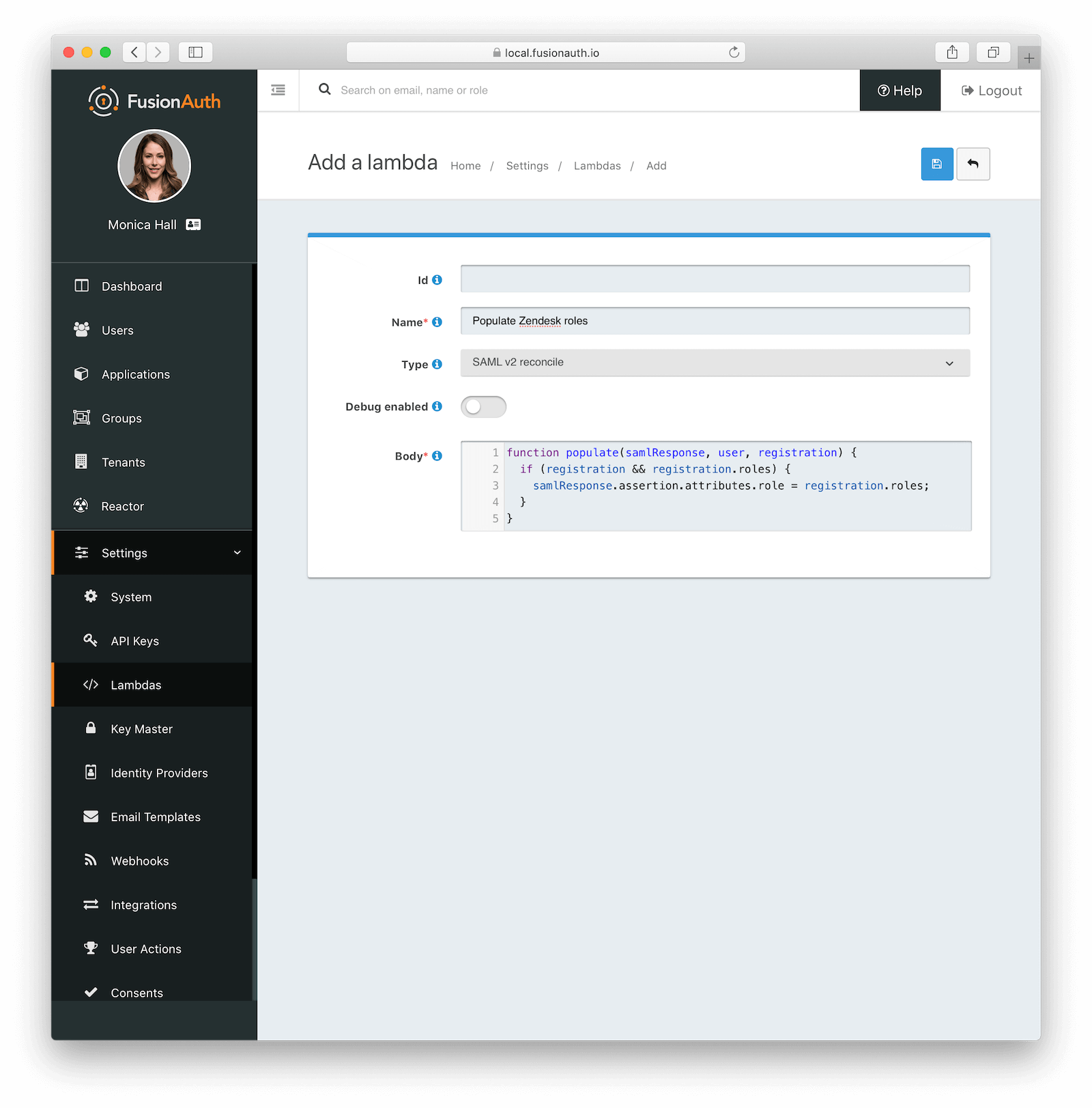 Creating a lambda to populate roles.