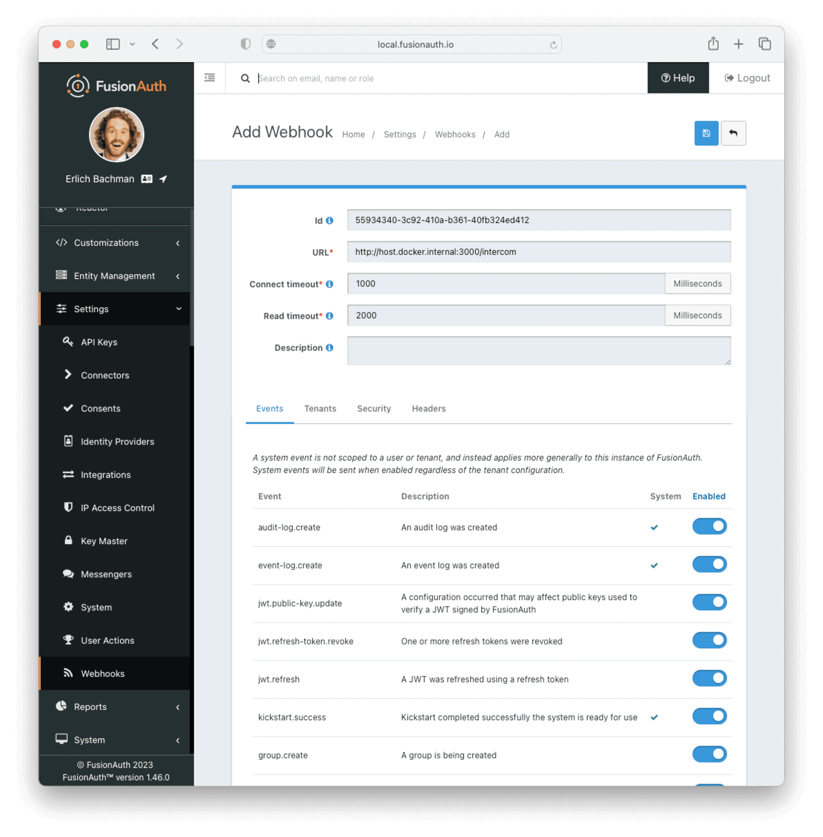 Create a Webhook in FusionAuth