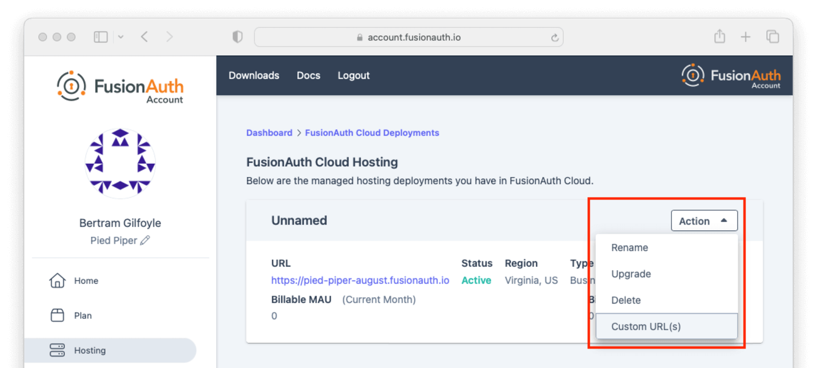 Navigating to the custom URLs domain entry screen.