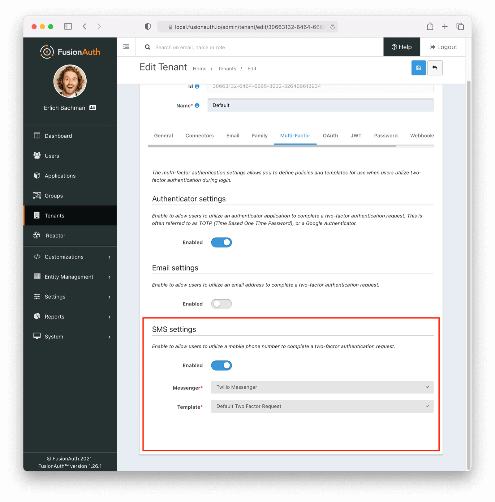 Configure Tenant SMS