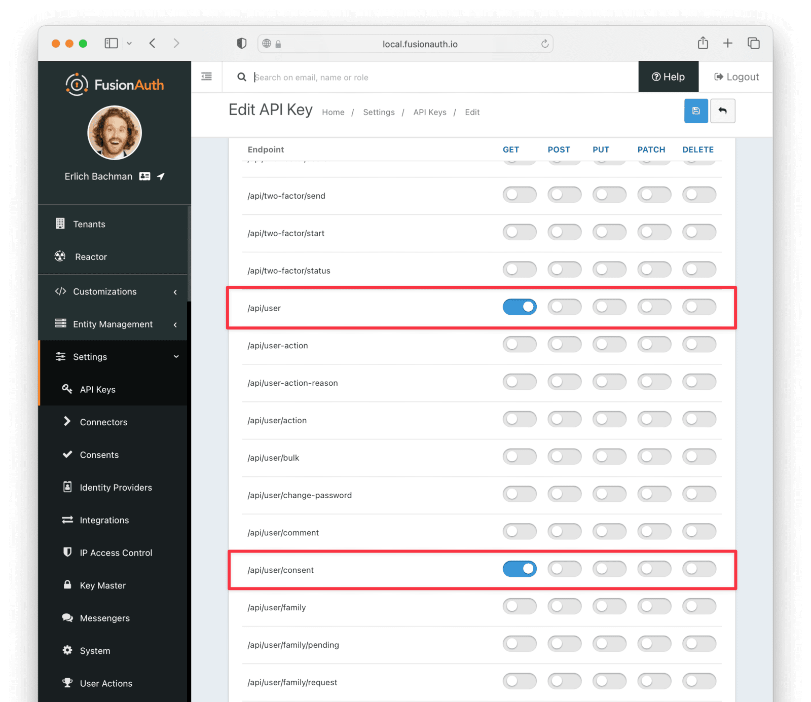 Limiting the scope of the created API key.