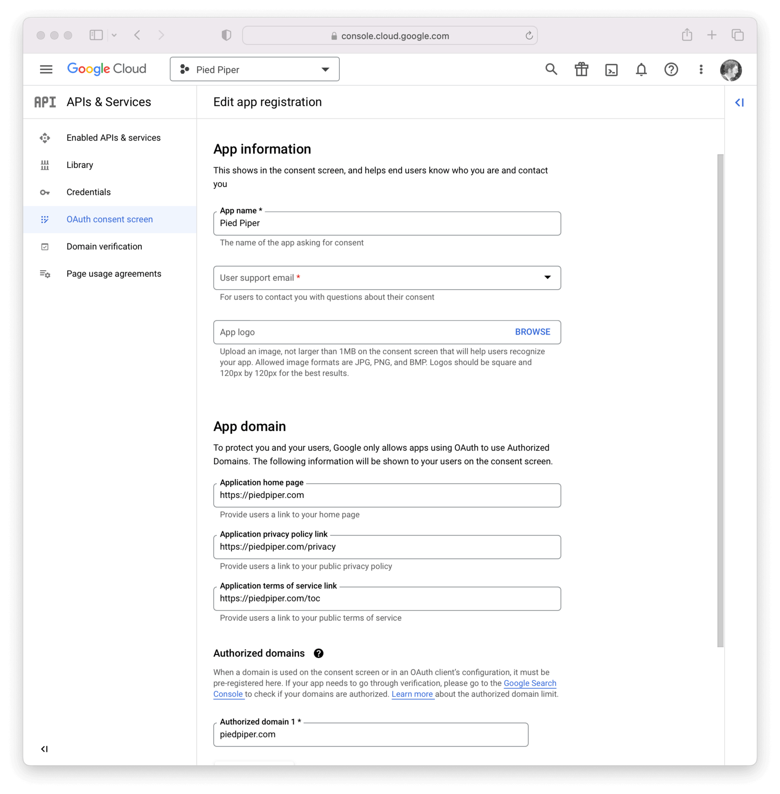 Configure Consent Screen