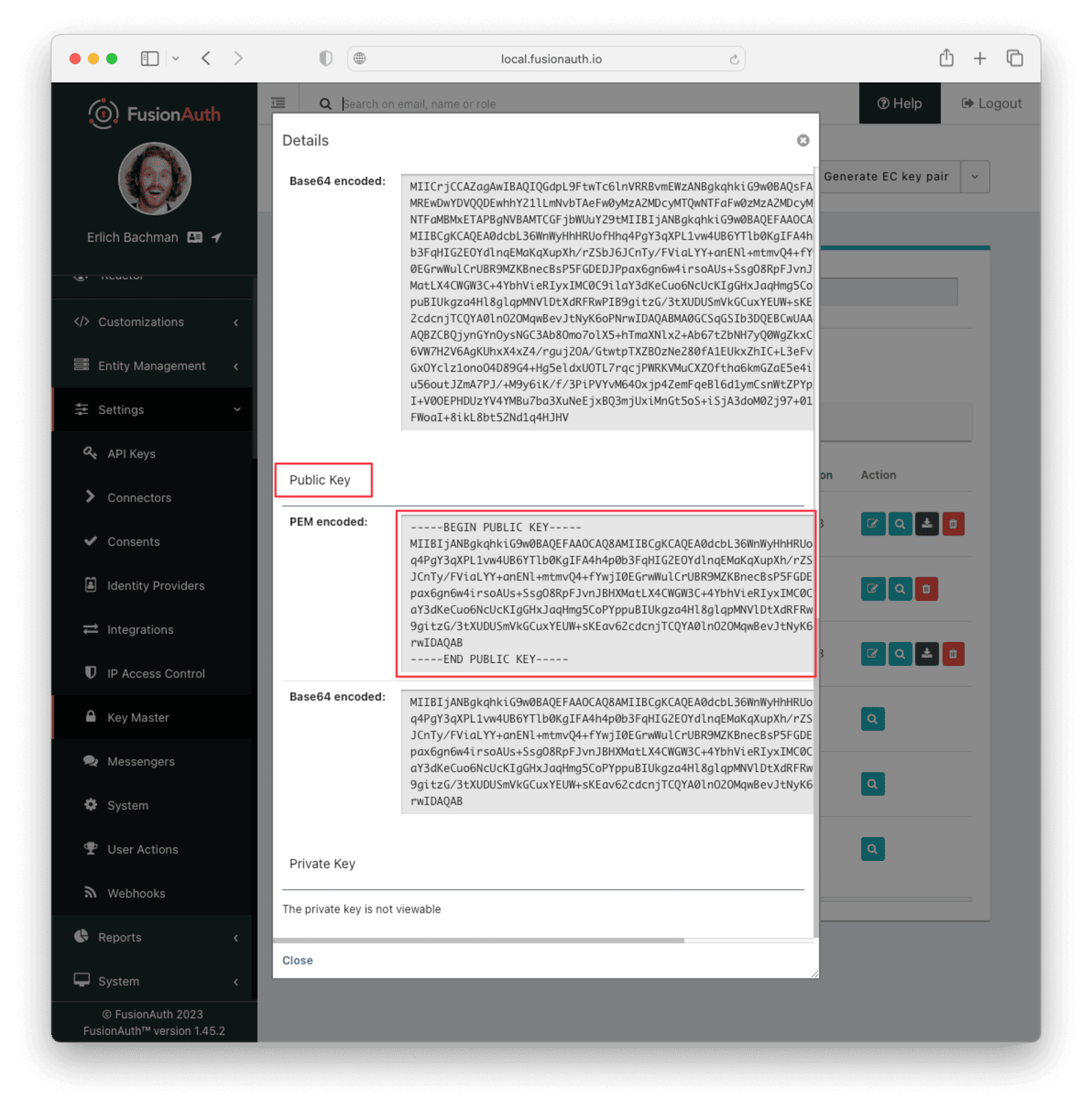 Record the public key for later use