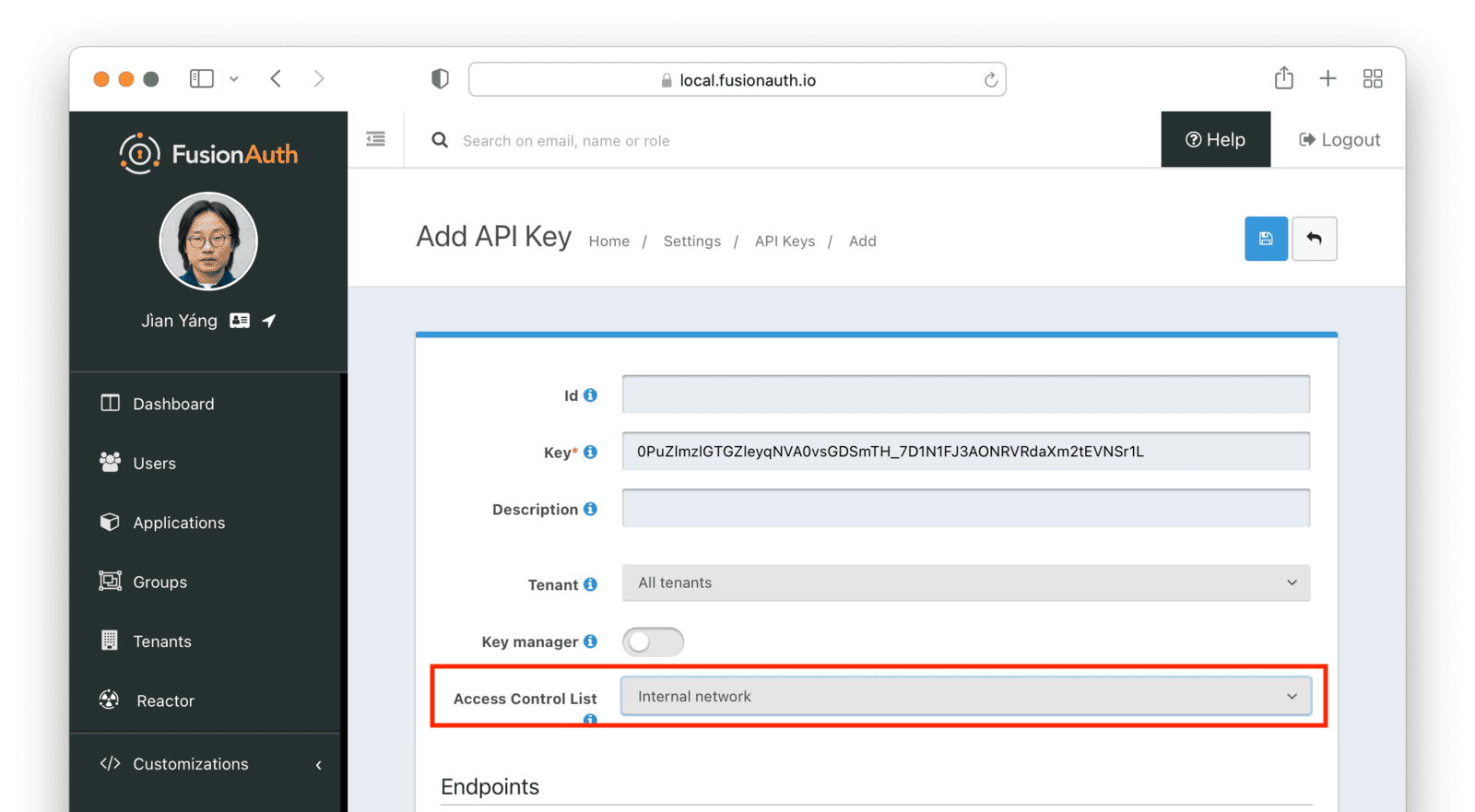 Applying an IP ACL to an API key.