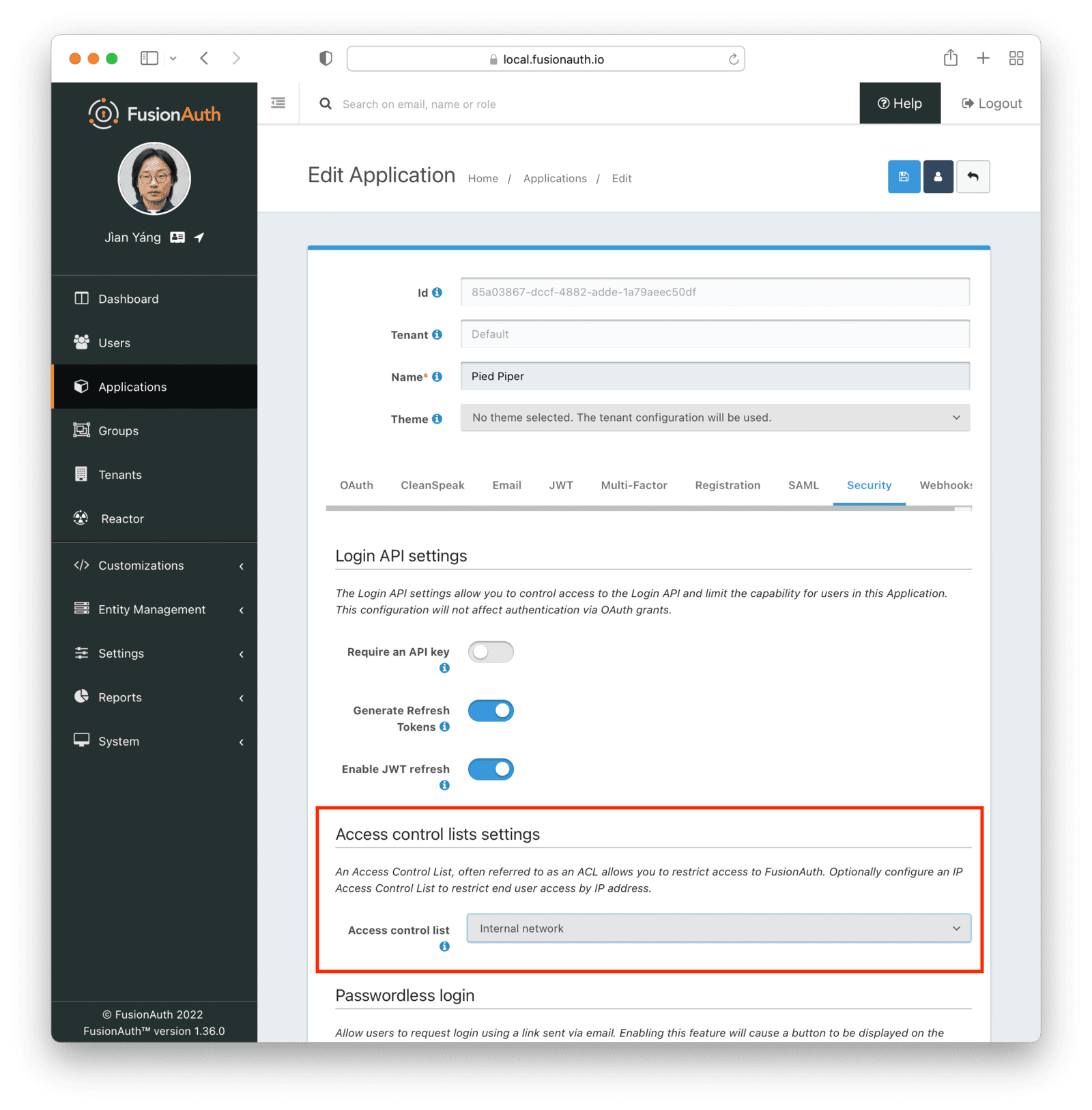 Applying an IP ACL to an application.