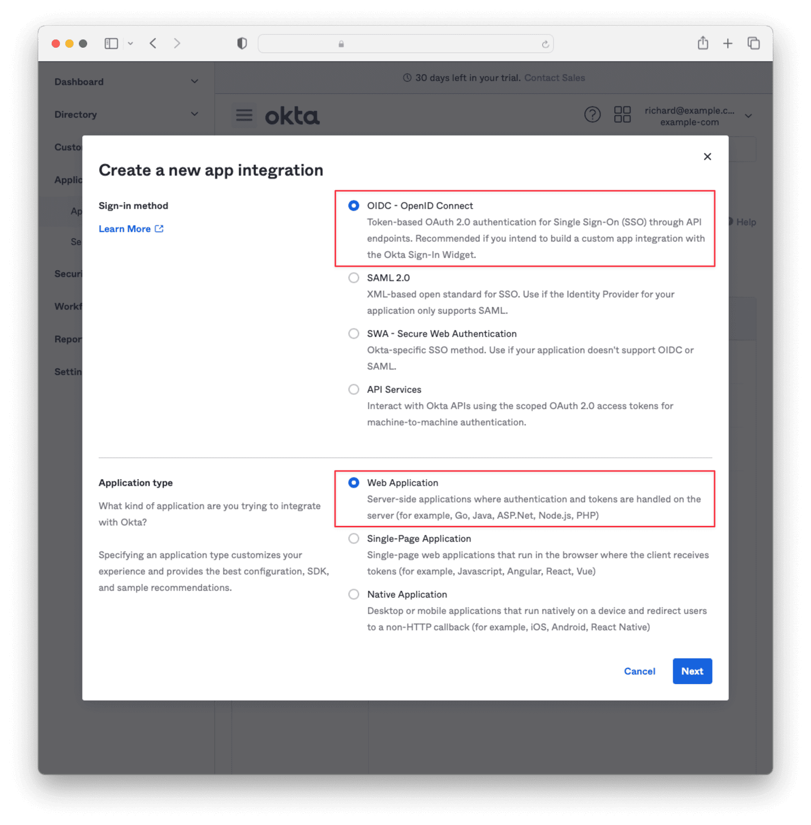 oidc and web application.