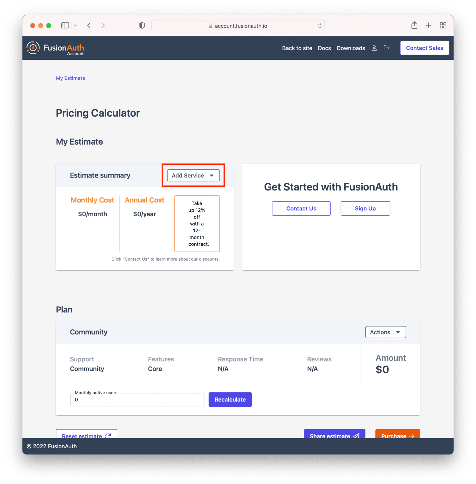 The pricing calculator.