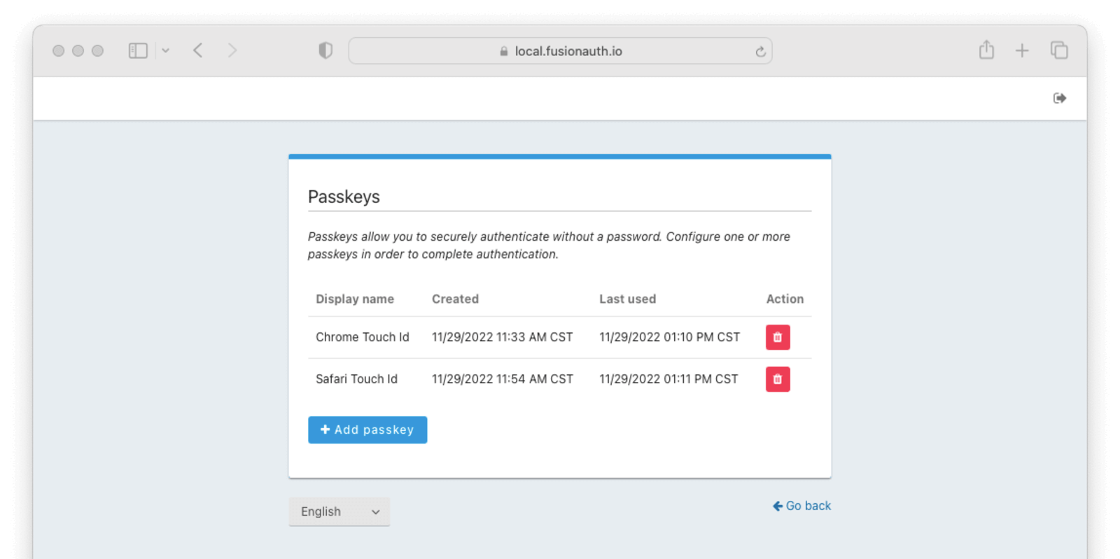 Passkey Self Service