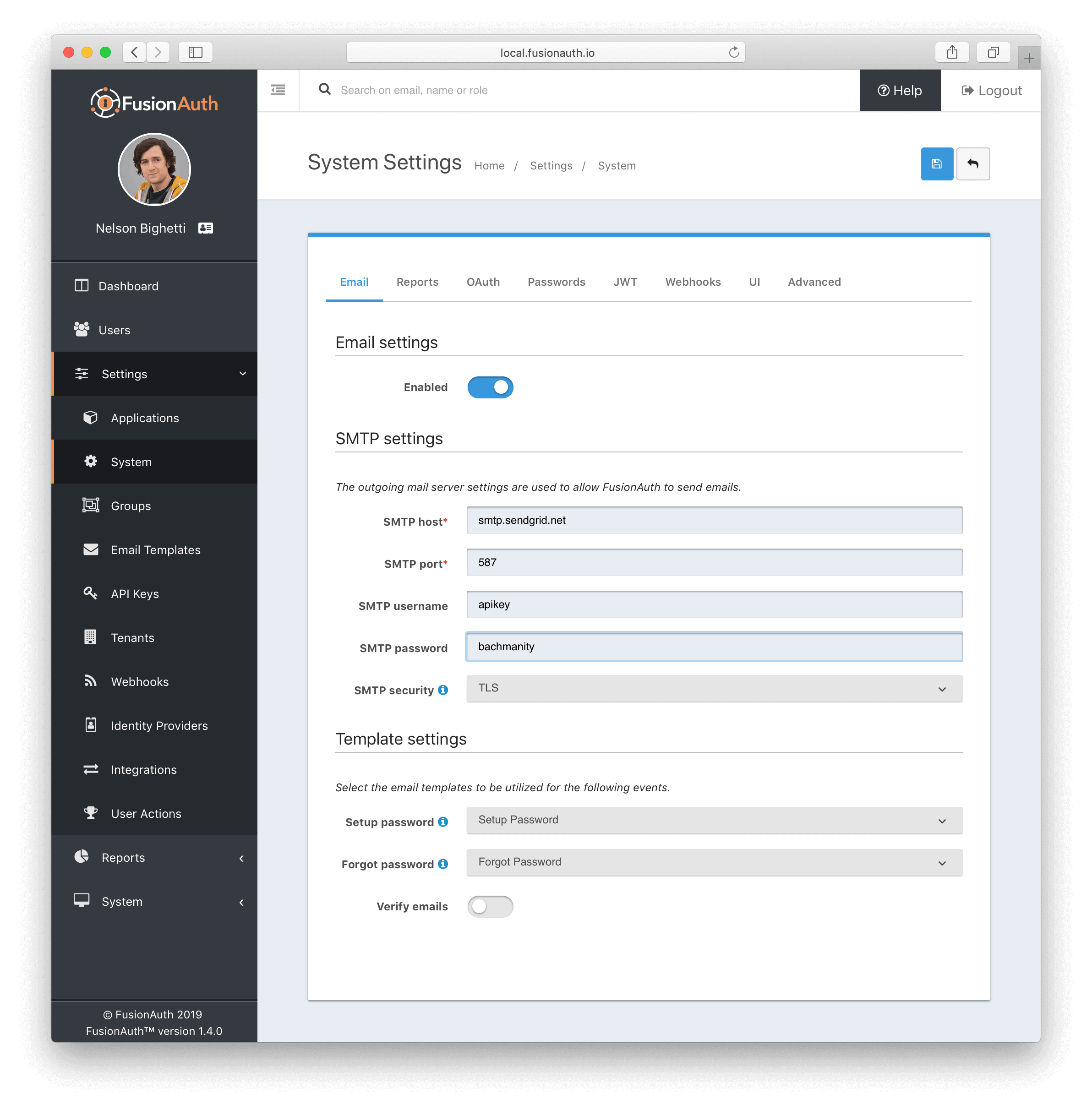 SMTP Configuration.