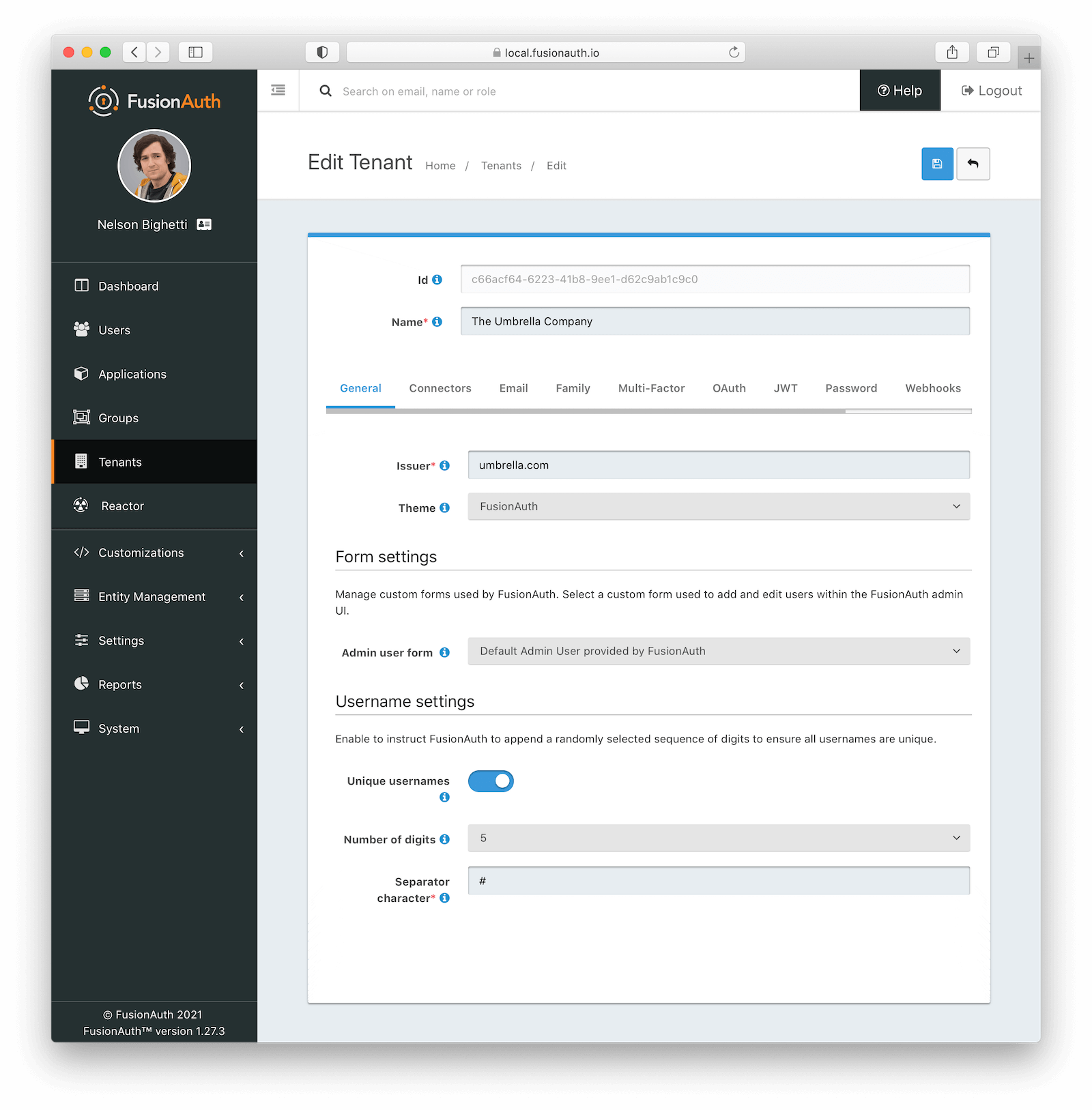 Tenant Configuration - General