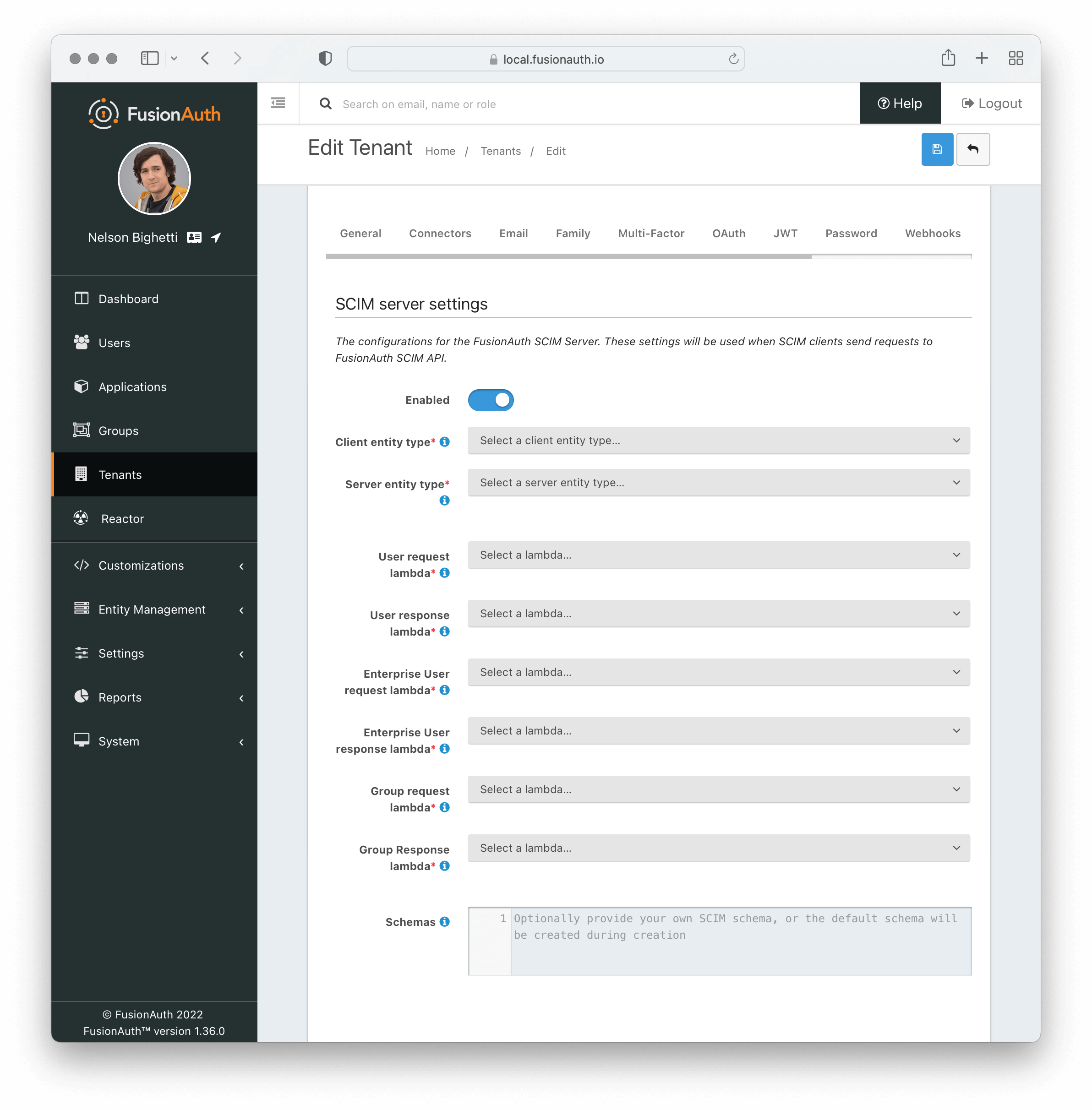 Tenant Configuration - SCIM