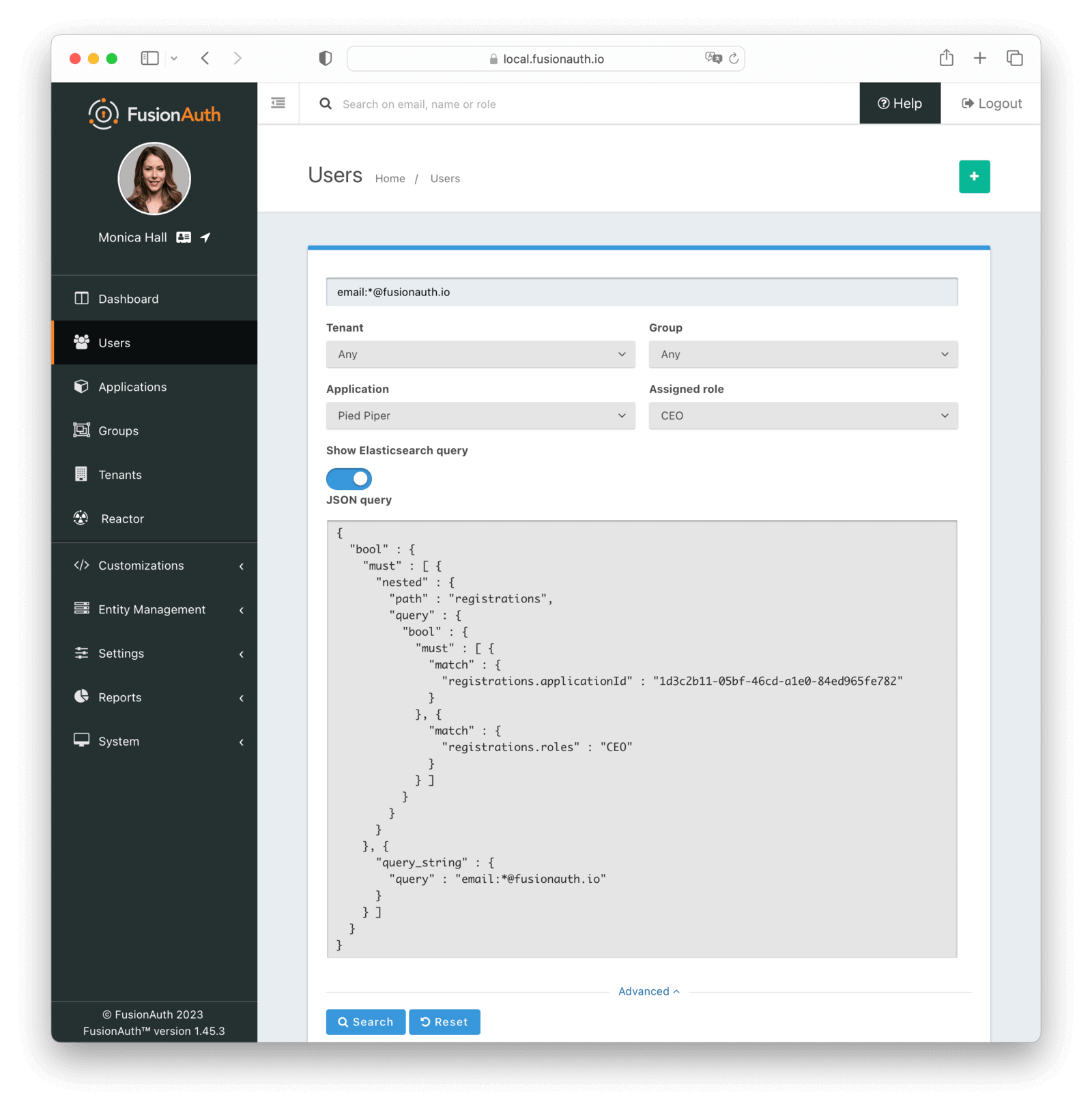 User Search with JSON Query.