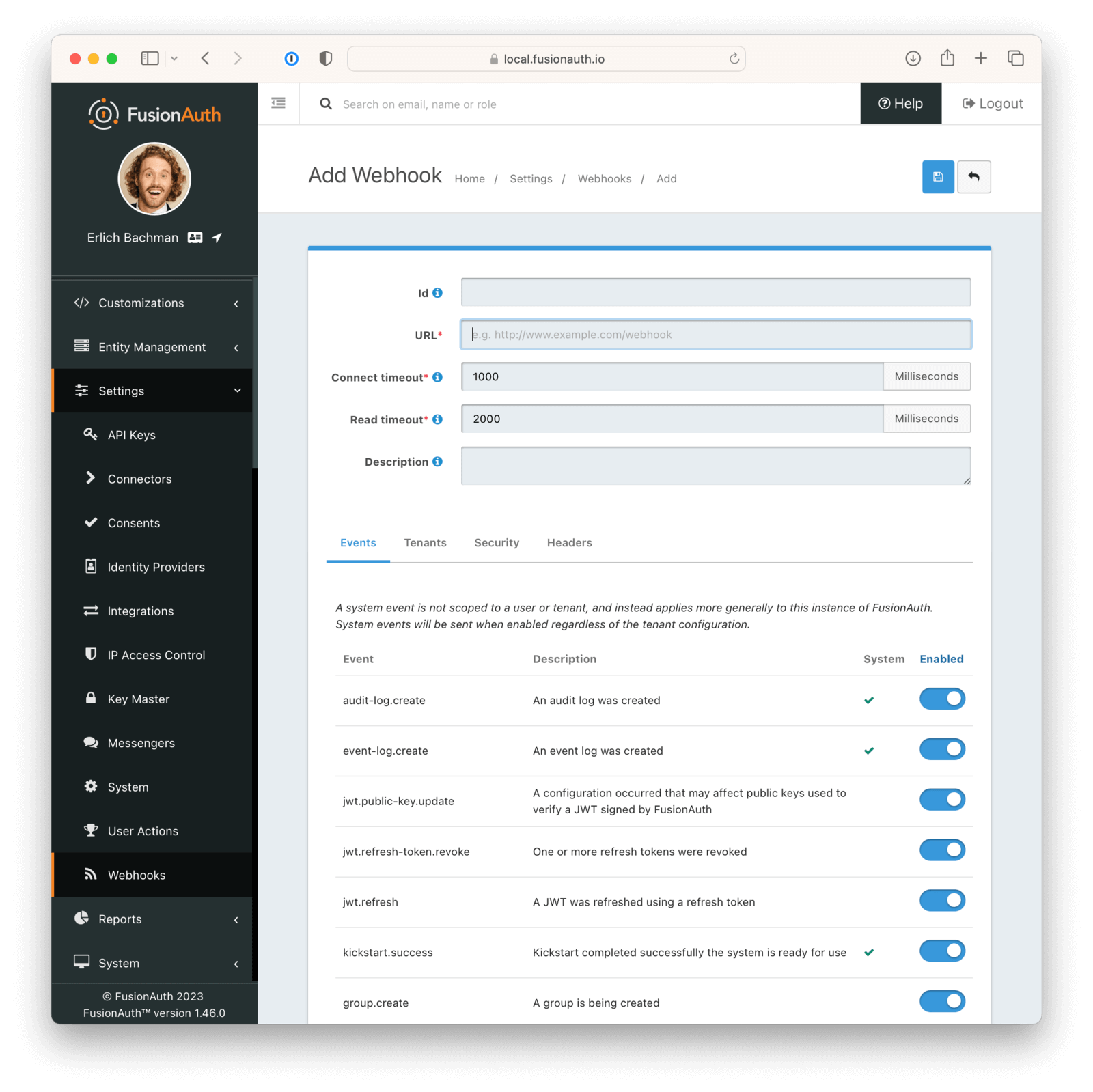 Set up a webhook in FusionAuth